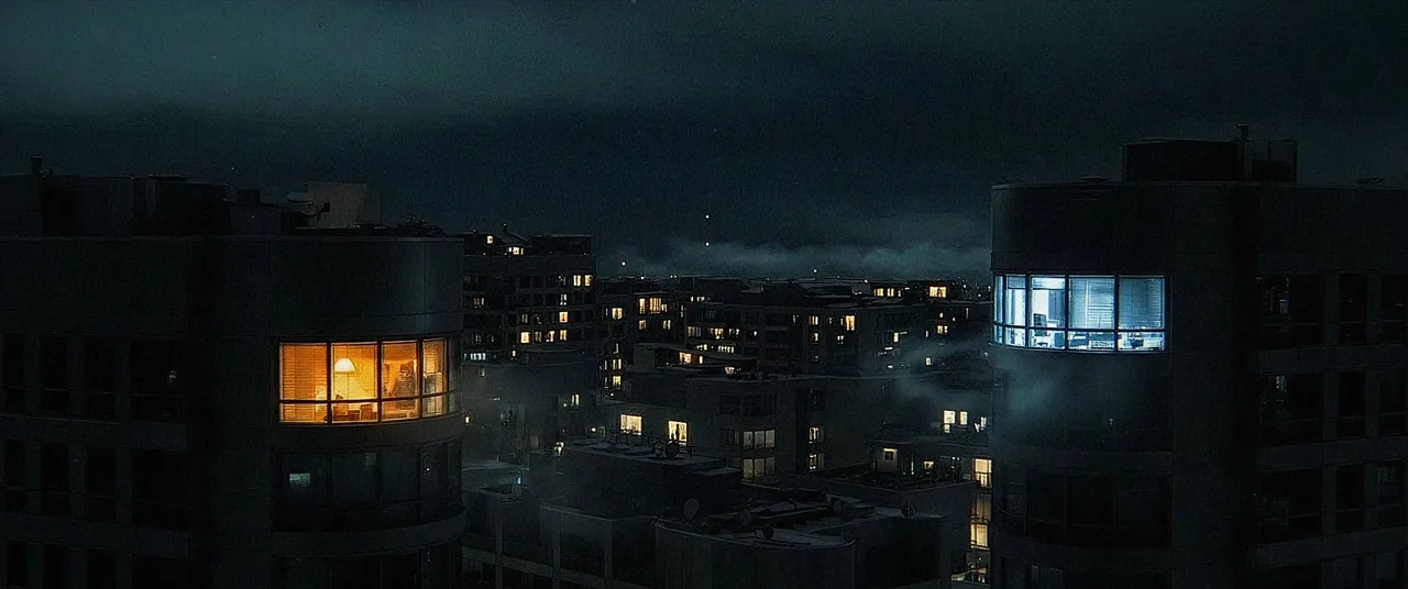 3:07 a.m. A city of the near future, almost every window dark.